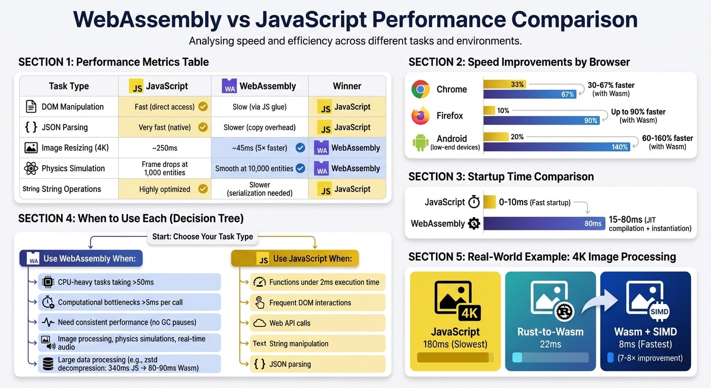 WebAssembly vs JavaScript Performance Comparison: Speed, Use Cases, and When to Use Each