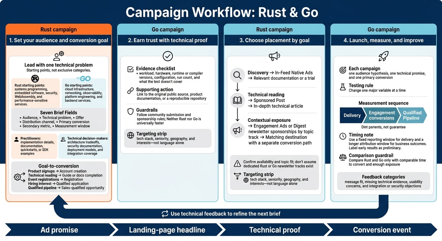 Rust and Go Developer Campaign Workflow for 2026