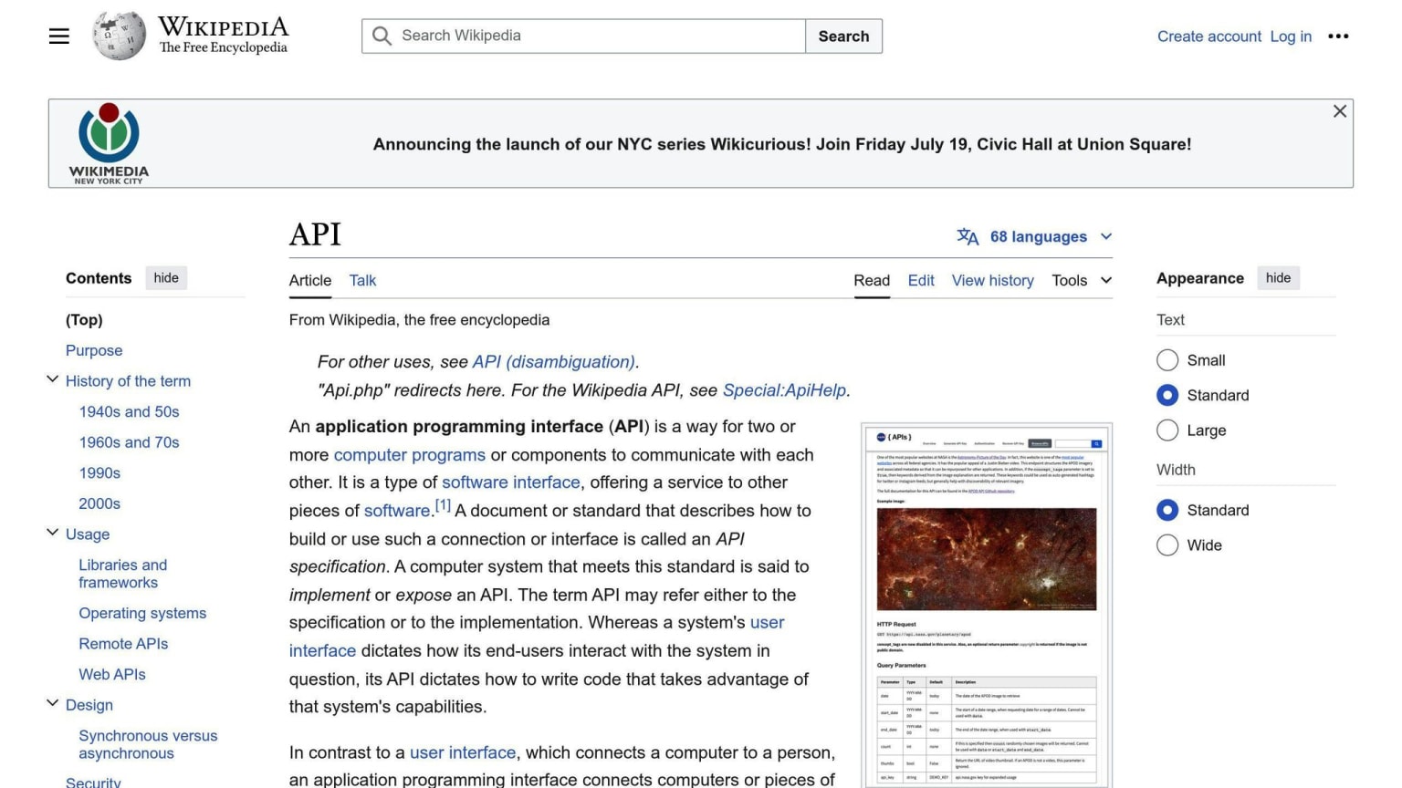 API