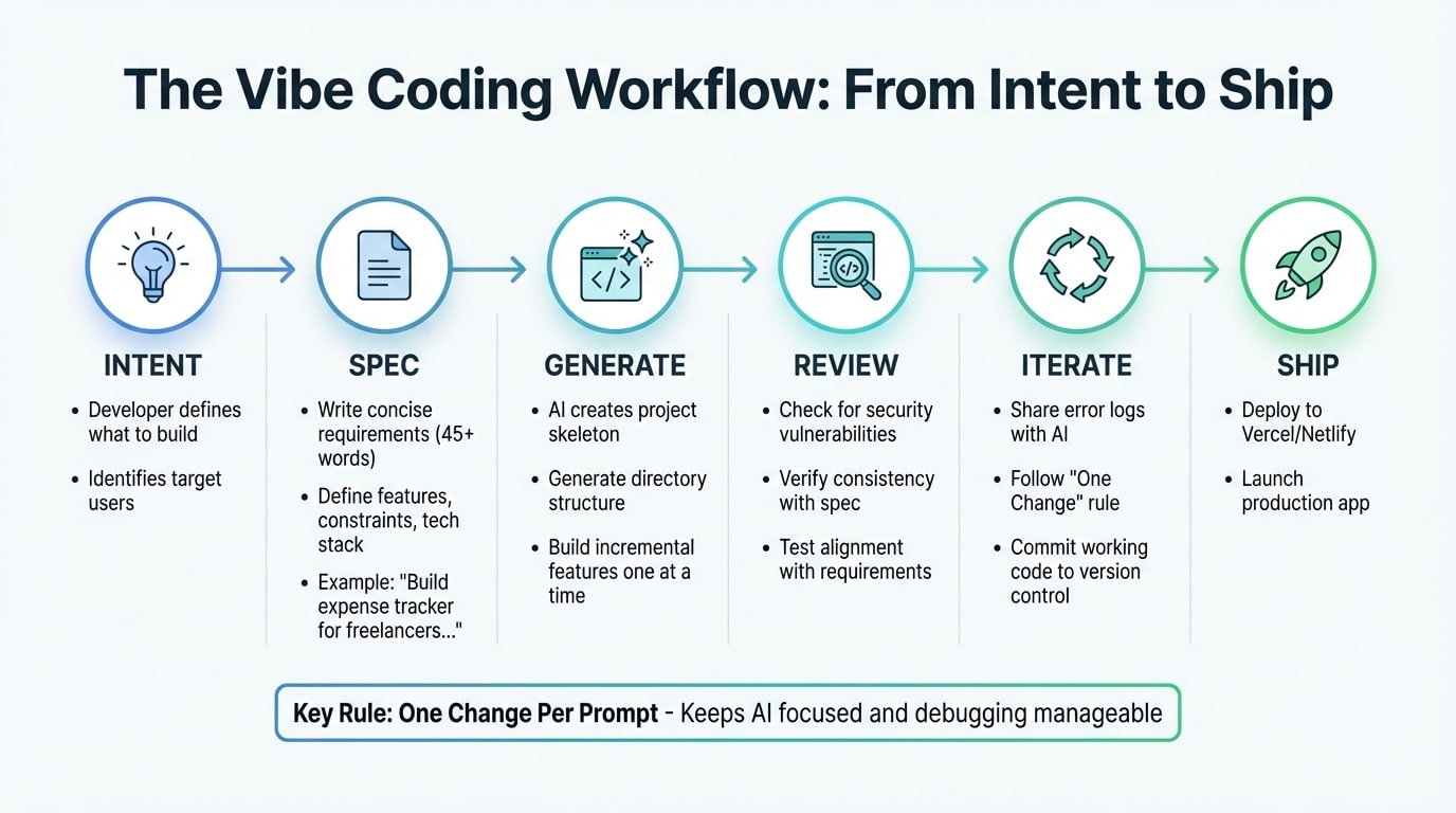 Vibe Coding Workflow: 6-Stage Development Process from Intent to Deployment