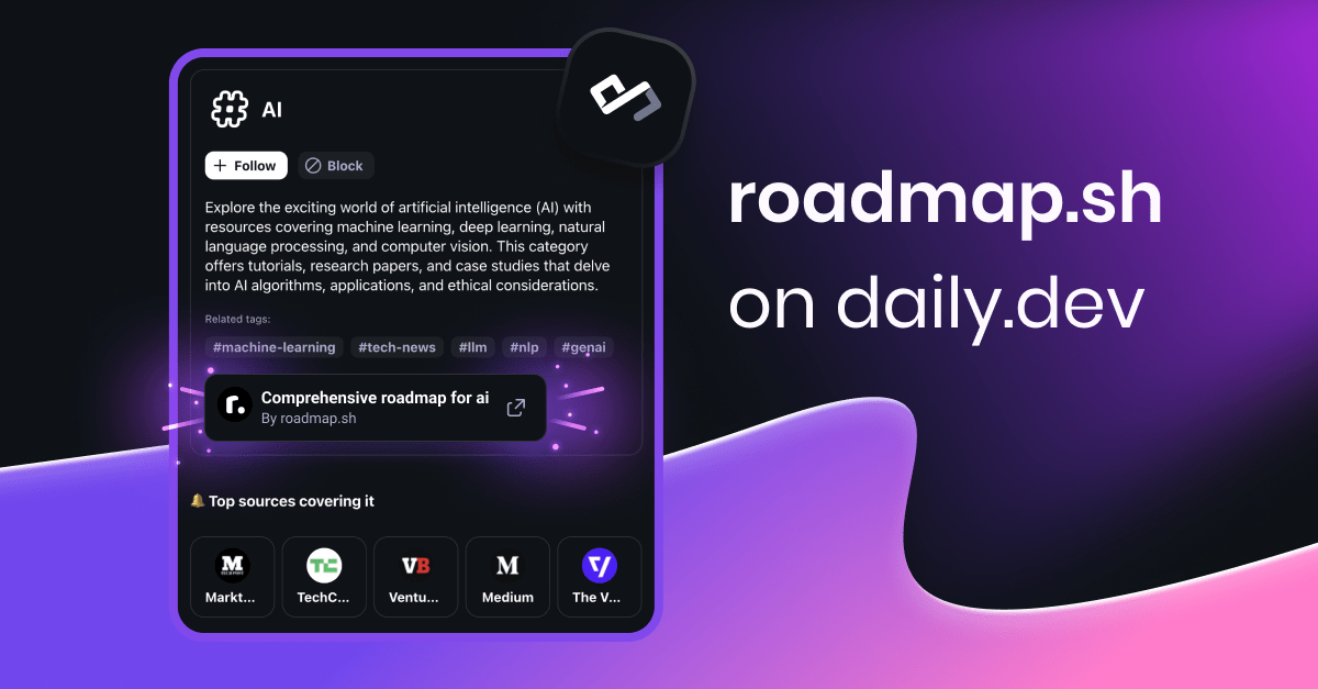example of how roadmap.sh looks like on daily.dev's tag pages