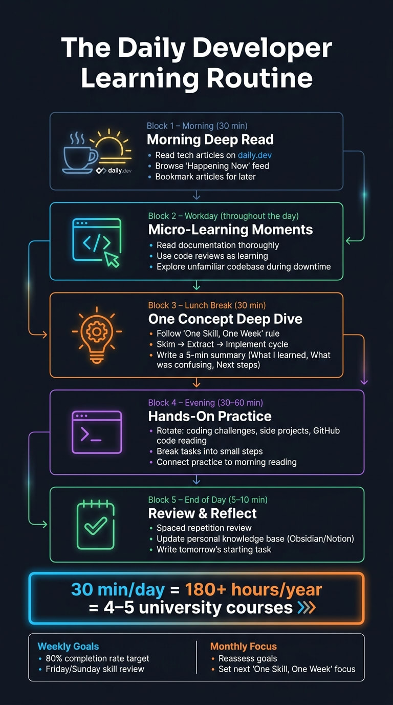 The Daily Developer Learning Routine: A Time-Blocked Schedule