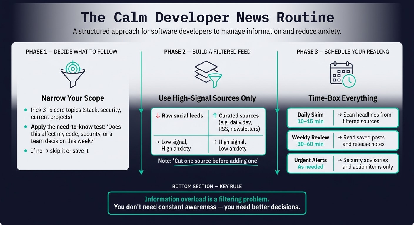 The Calm Developer News Routine: A 3-Step System