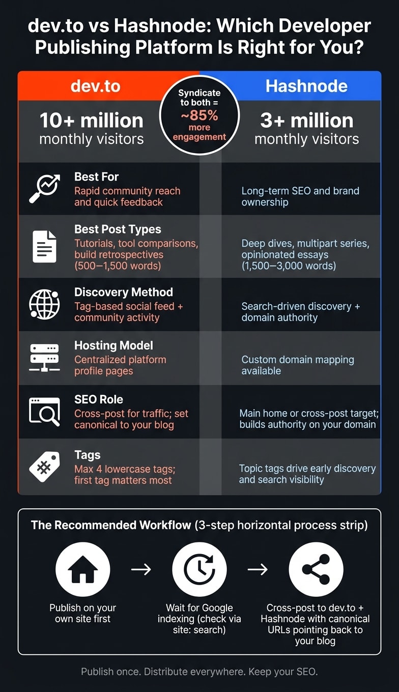 dev.to vs Hashnode: Developer Publishing Platform Comparison 2026