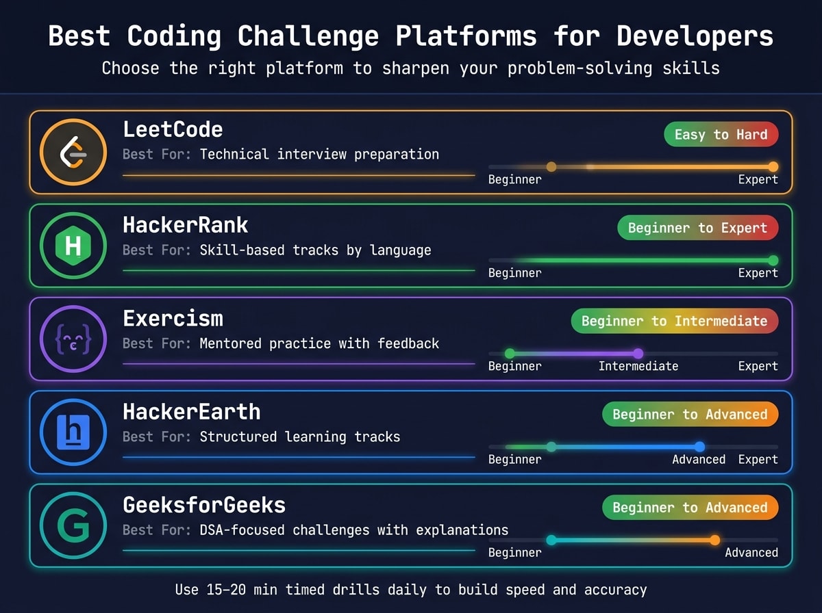 Best Coding Challenge Platforms: Features & Difficulty Compared
