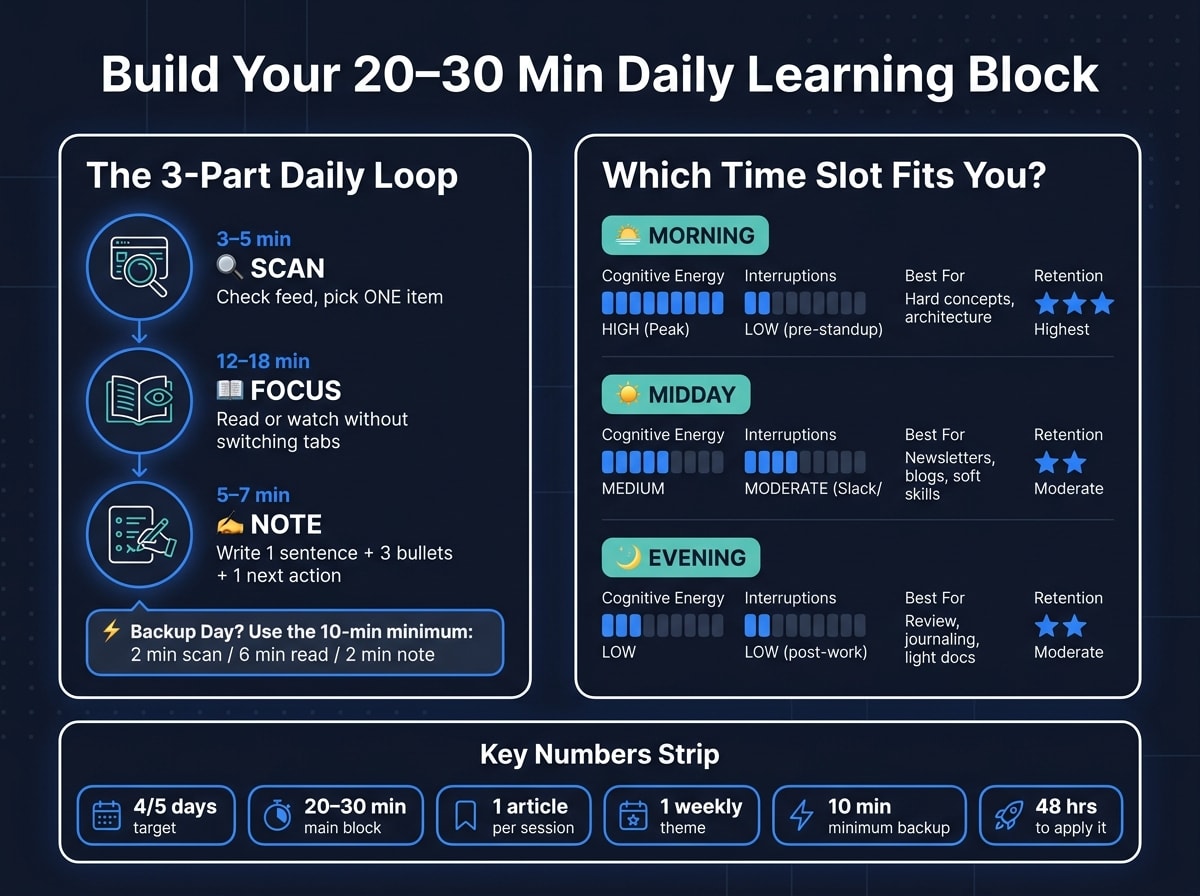 Daily Developer Learning Routine: Time Slots & Session Structure (2026)