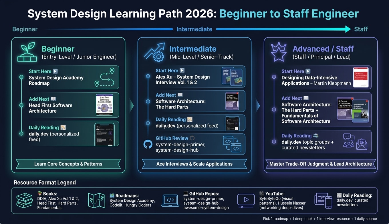 System Design Resources by Level: Beginner to Staff Engineer (2026)
