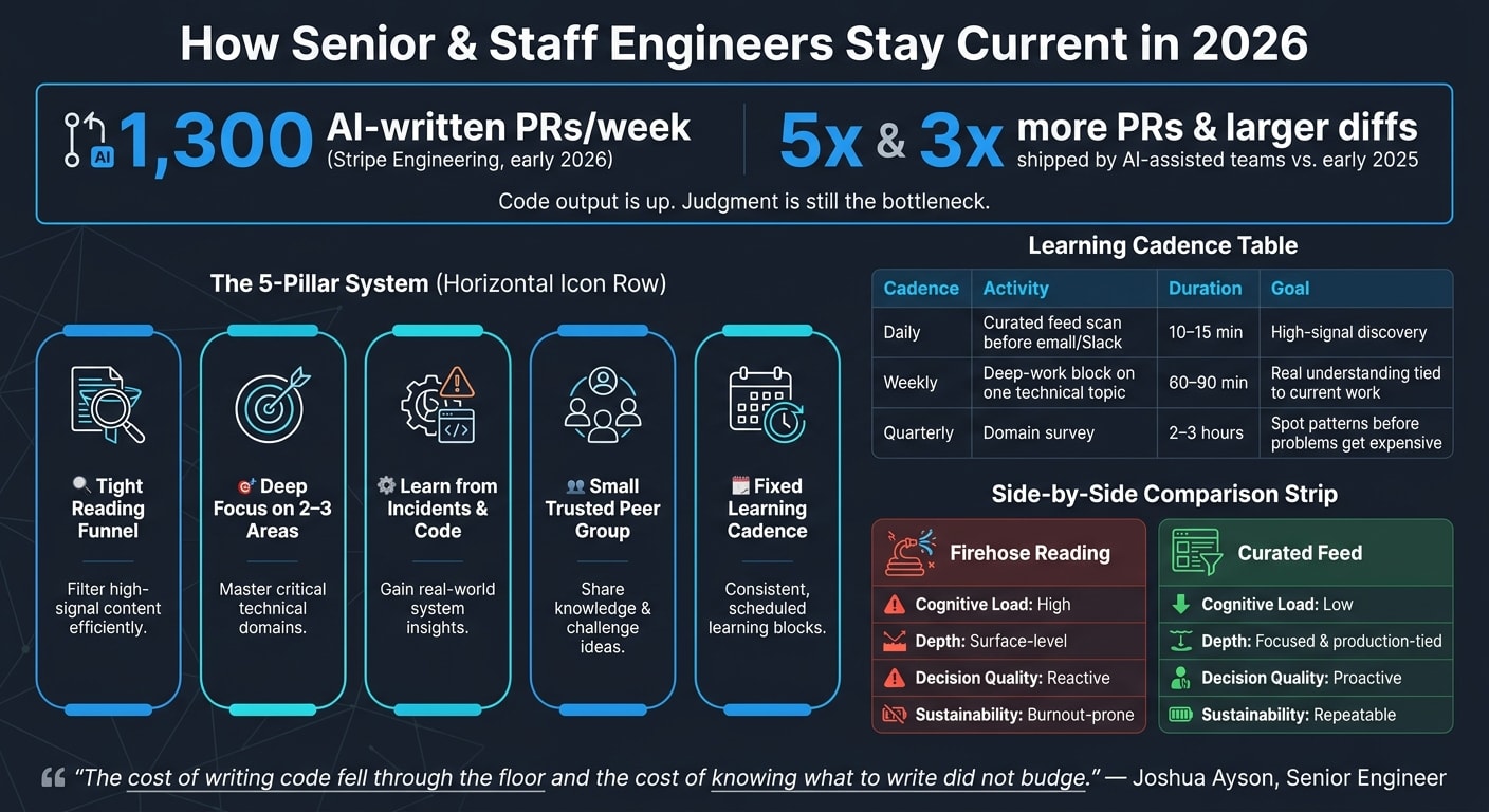 Senior Engineer Learning System: Curated vs. Firehose Approach