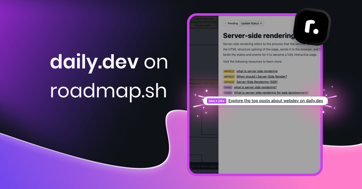 example of how daily.dev links looks like on roadmap.sh's content pages