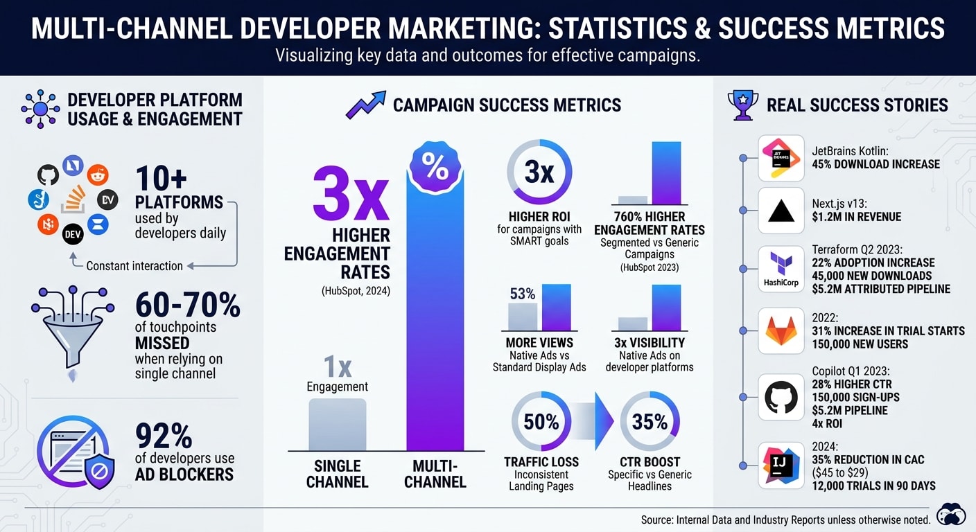 Multi-Channel Developer Marketing Campaign Statistics and Success Metrics