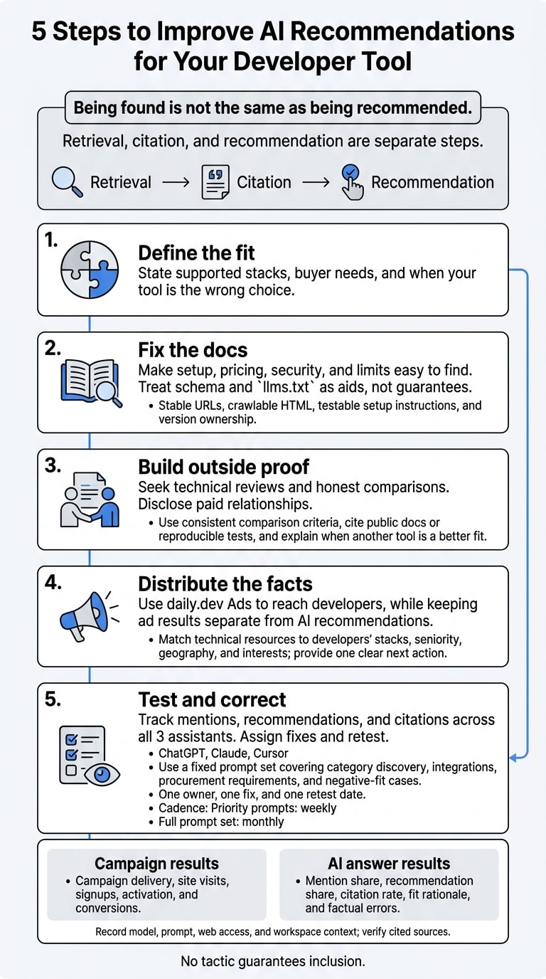 5 Steps to Improve AI Recommendations for Your Developer Tool