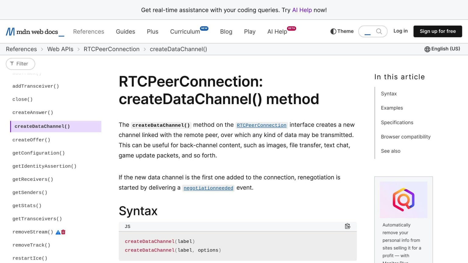 RTCDataChannel