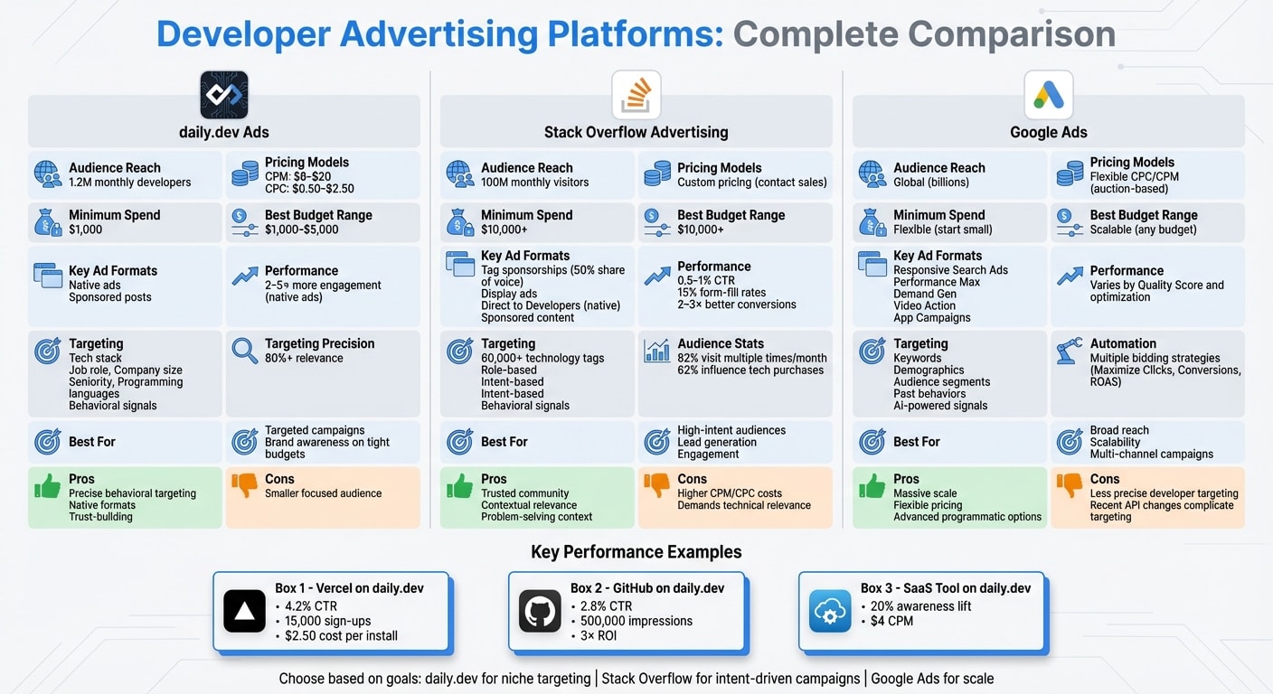 Developer Advertising Platforms Comparison: Pricing, Reach, and Features