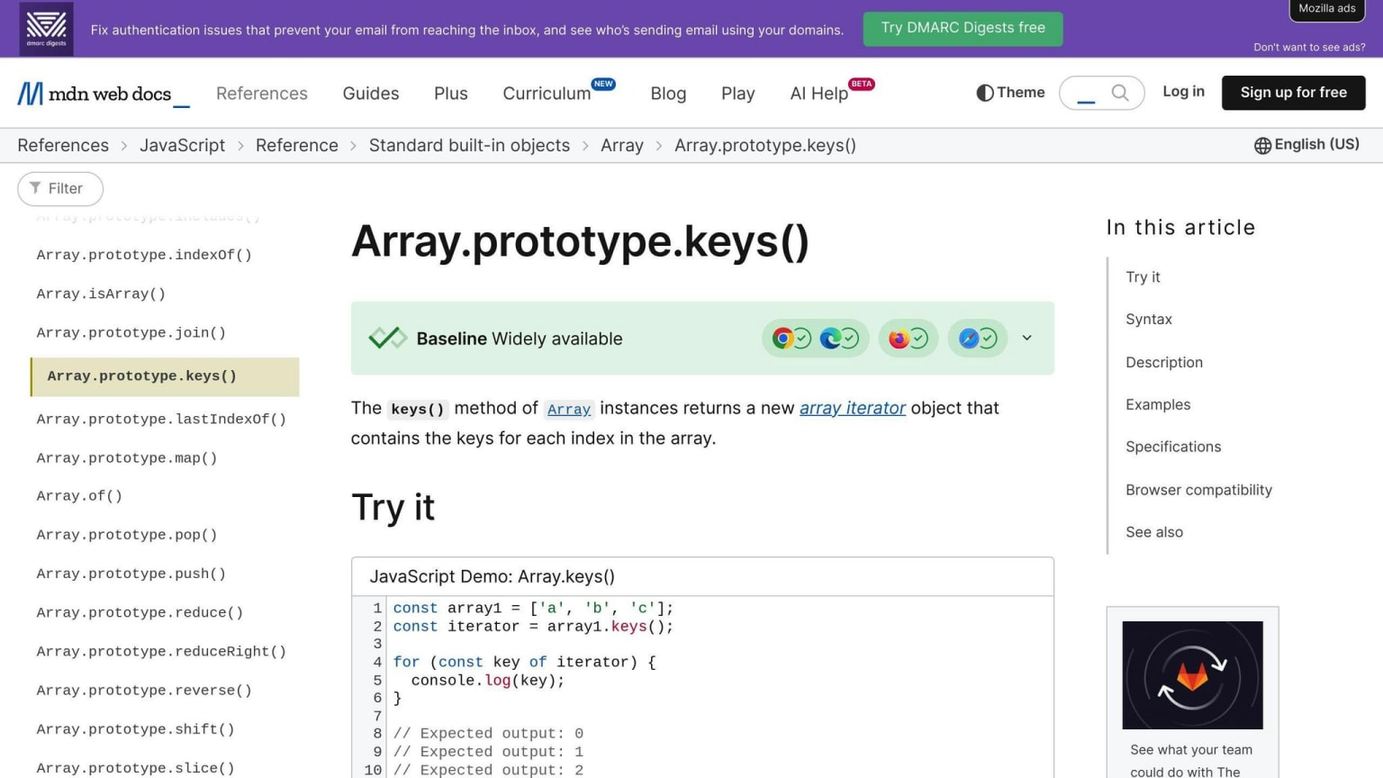 Array.prototype.keys
