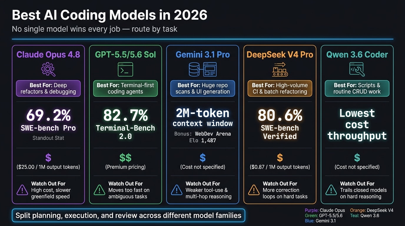 Best AI Coding Models in 2026: Side-by-Side Comparison