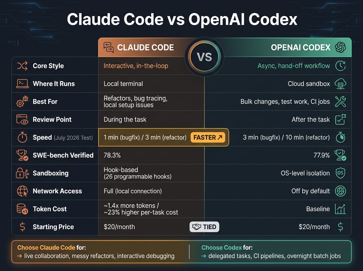 Claude Code vs OpenAI Codex: Side-by-Side Comparison