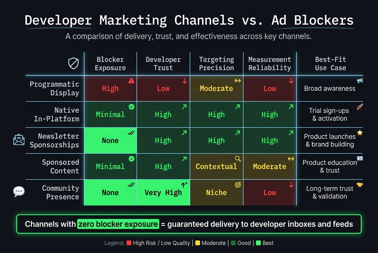 Developer Marketing Channels vs. Ad Blockers: Which Ones Actually Work?