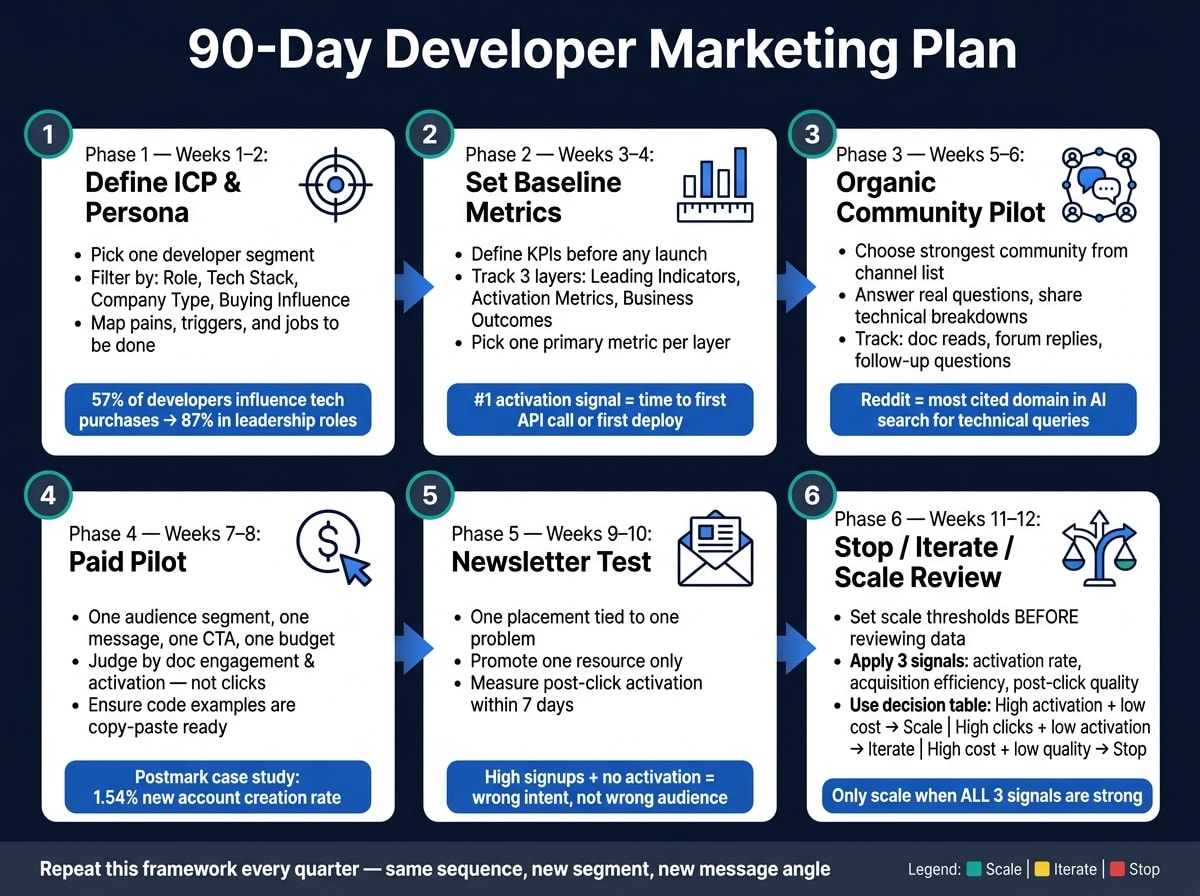 90-Day Developer Marketing Plan: Week-by-Week Framework