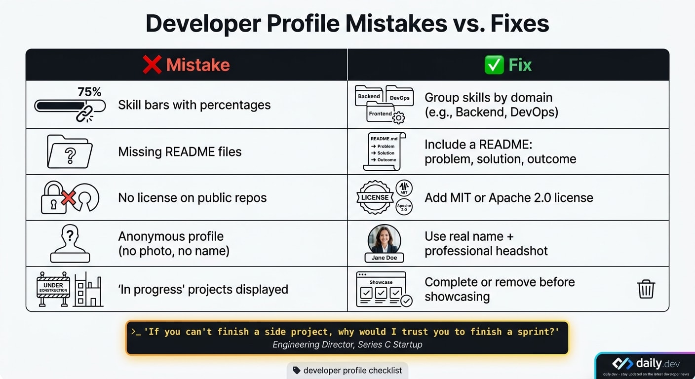 Developer Profile Mistakes vs. Fixes: What Hurts and How to Fix It
