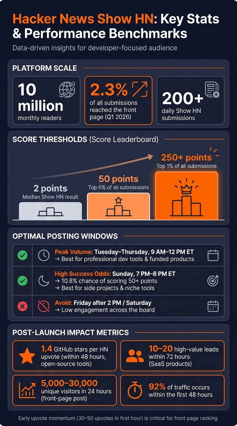 Hacker News Show HN: Key Stats, Timing & Performance Benchmarks