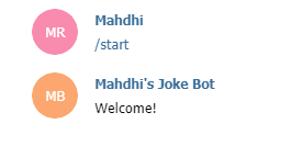 conversation with the bot on telegram