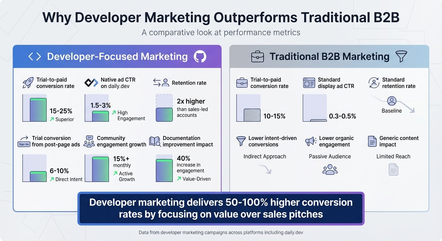 Developer Marketing vs Traditional B2B: Performance Metrics Comparison