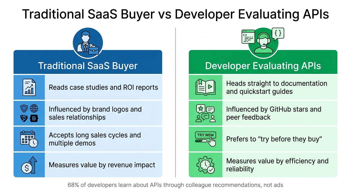 Traditional SaaS Buyer vs Developer Evaluating APIs: Key Differences