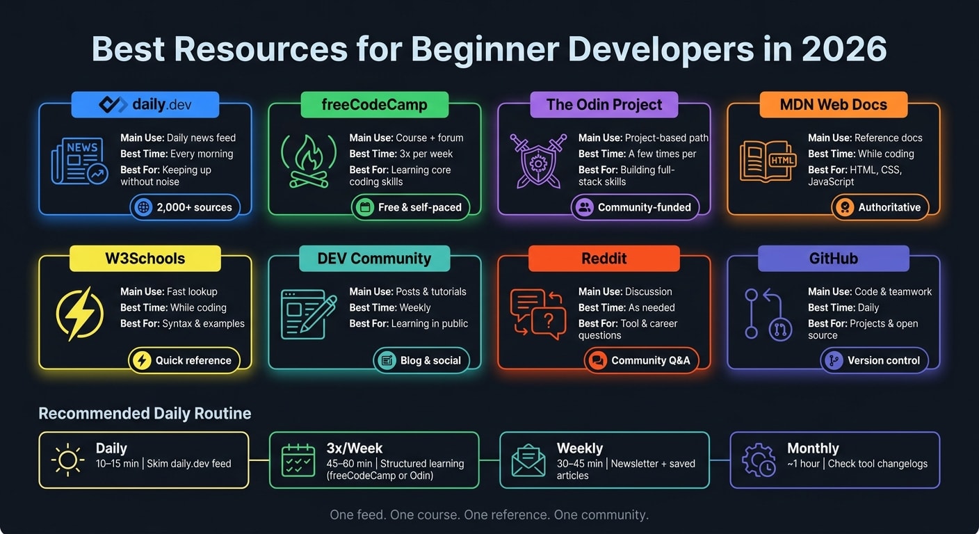 Best Resources for Beginner Developers in 2026: Quick Comparison Guide