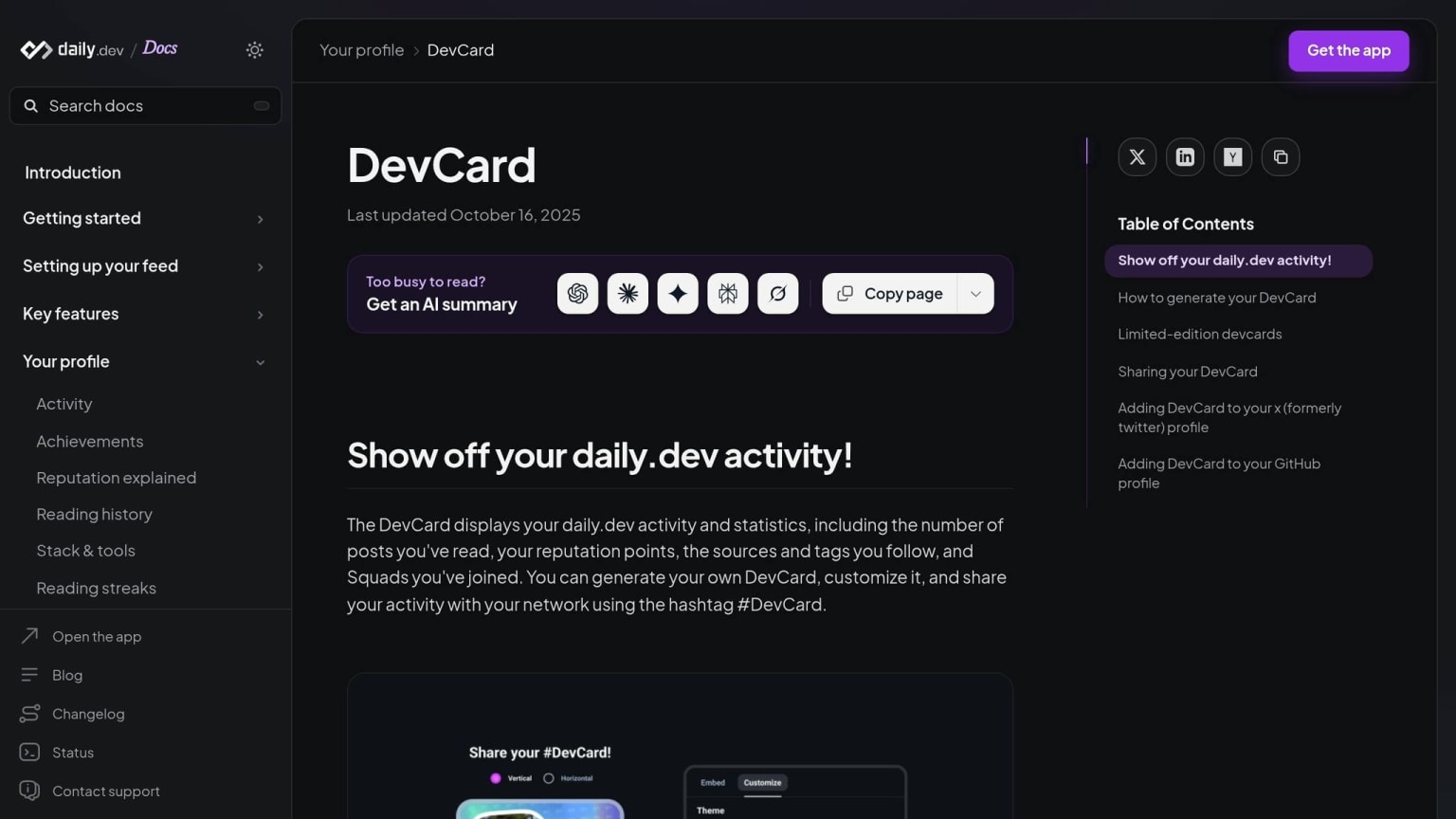 daily.dev DevCard