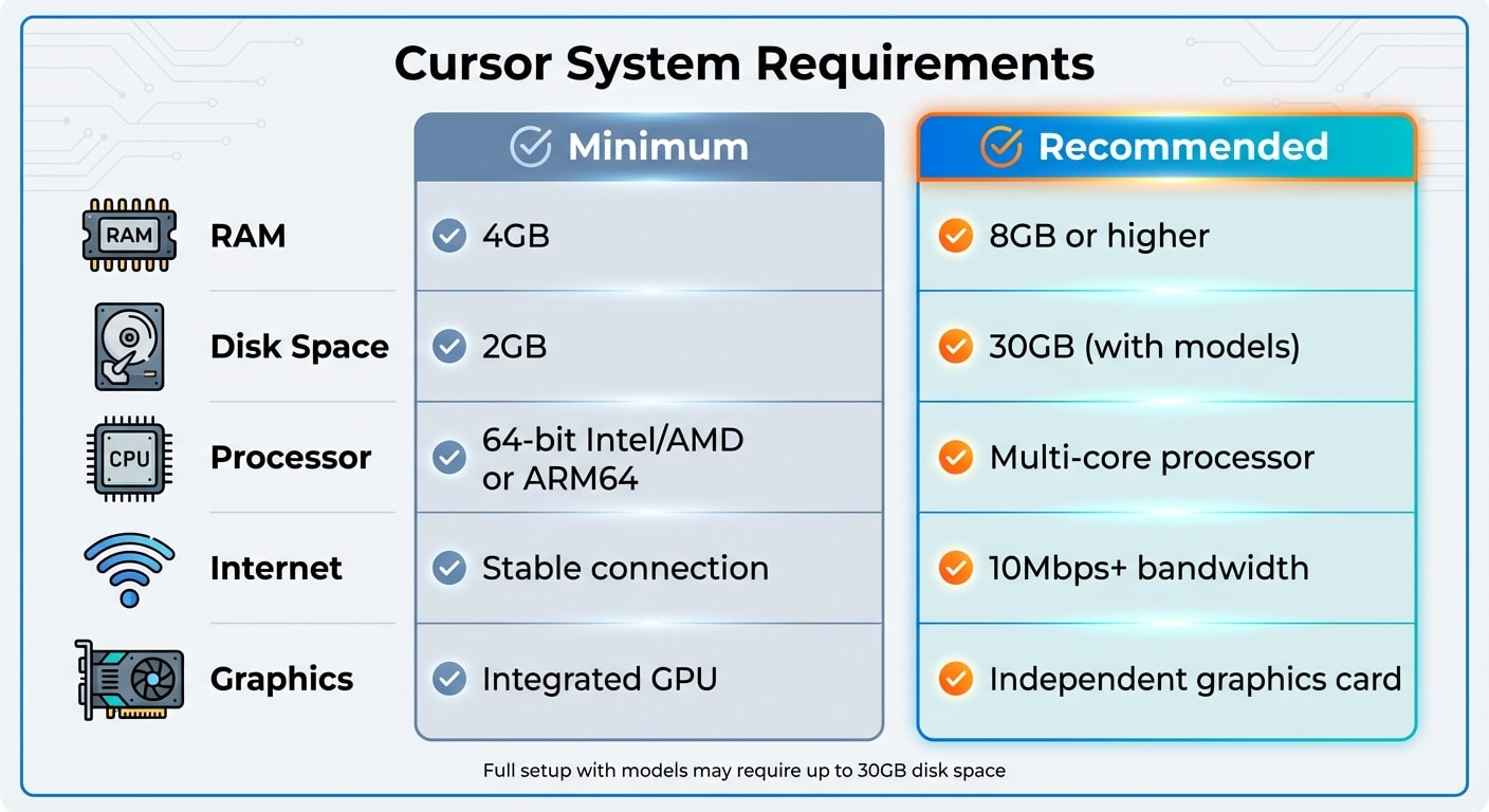 Cursor System Requirements: Minimum vs Recommended Specifications