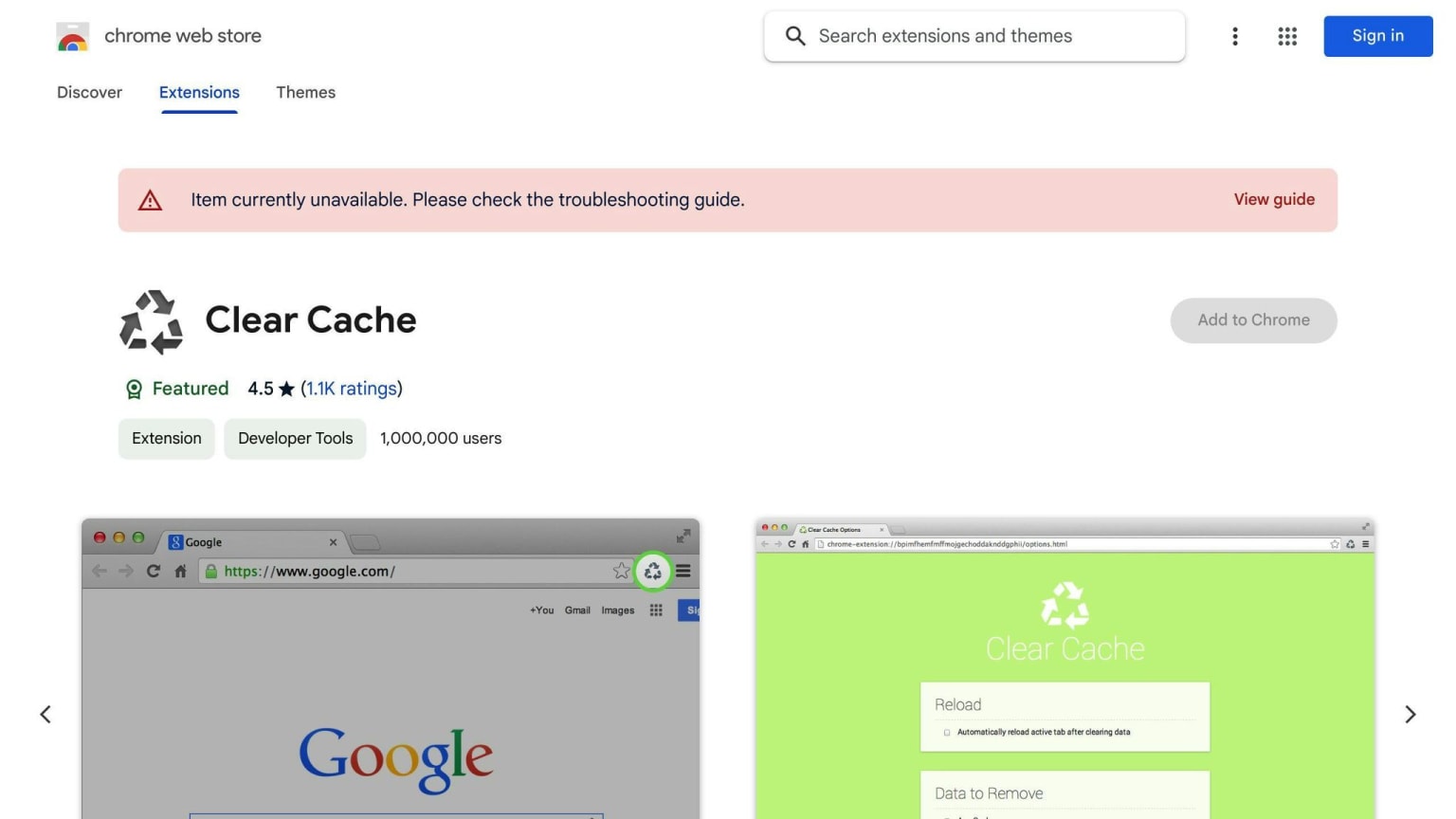 Clear Cache