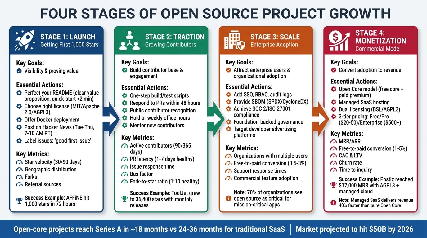 4 Stages of Open Source Project Growth: From Launch to Monetization