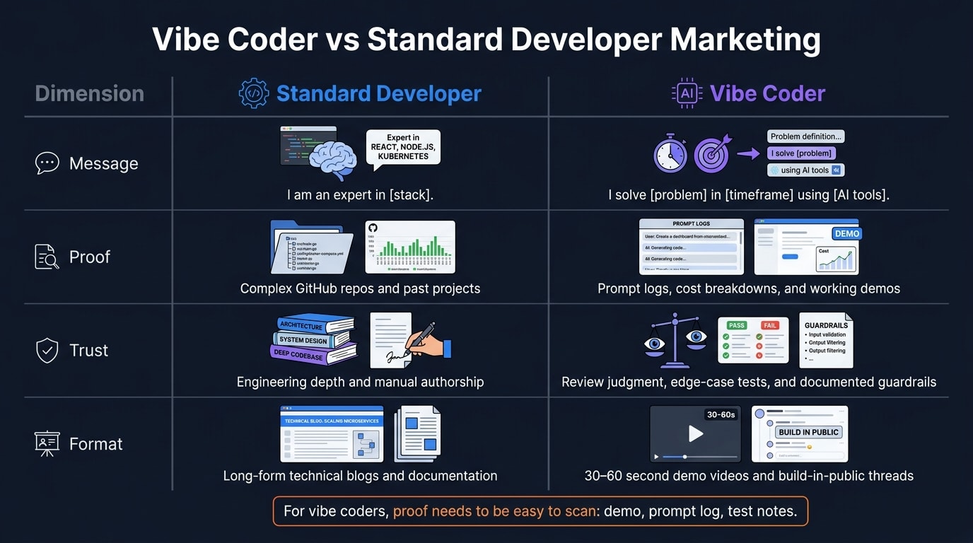 Vibe Coder vs Standard Developer Marketing: Key Differences