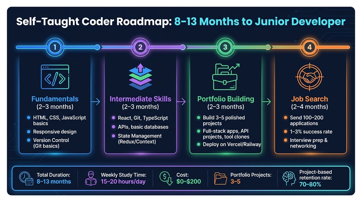 Self-Taught Coder Roadmap: 8–13 Months to Junior Developer