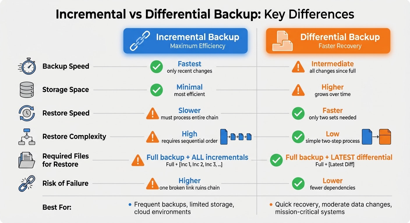 Incremental vs Differential Backup Comparison Chart