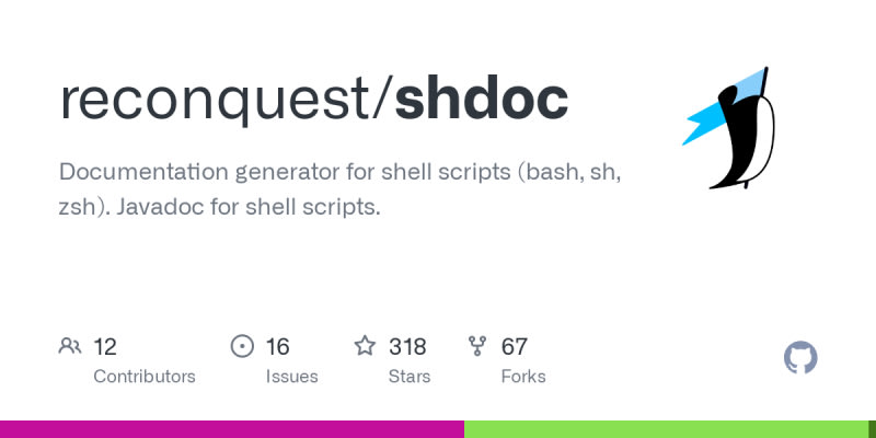 reconquest/shdoc: Documentation generator for shell scripts (bash, sh ...