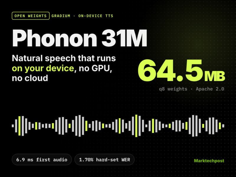 Gradium open-sources Phonon, a 31M-parameter on-device...