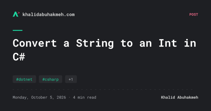 Convert a String to an Int in C# | daily.dev