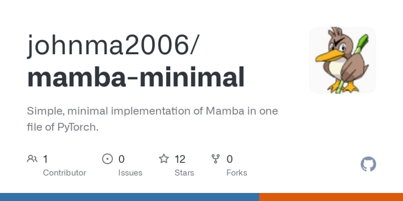 johnma2006/mamba-minimal: Simple, minimal implementation of Mamba in ...