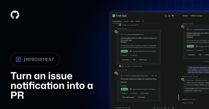 Turn notifications into code with GitHub Copilot in Teams