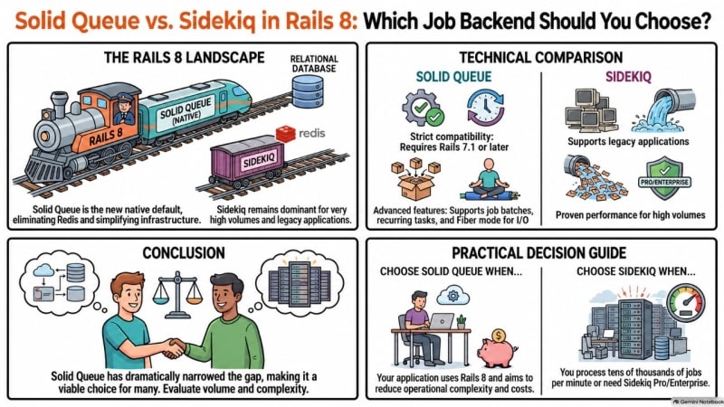Solid Queue vs Sidekiq for Rails 8 (2026 Guide) | daily.dev