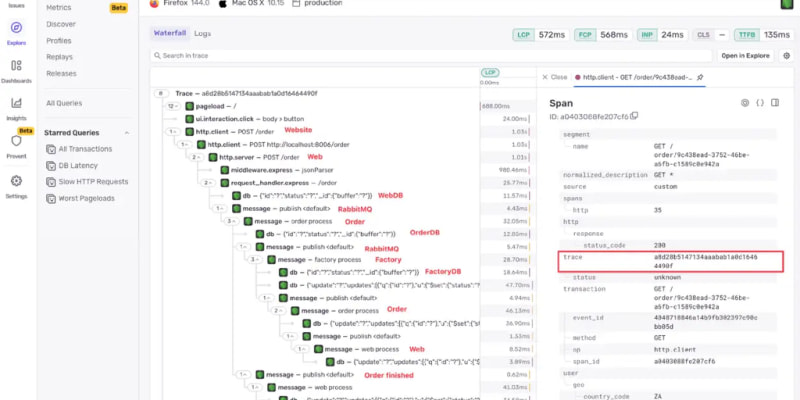 Sentry: Tutorial: Tracing microservices end-to-end with Sentry