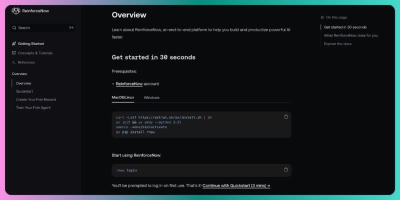 ReinforceNow: Get Started Training AI Agents in Minutes
