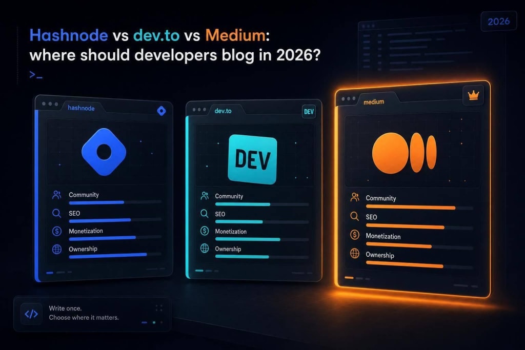 Hashnode vs dev.to vs Medium: where should developers blog in 2026?