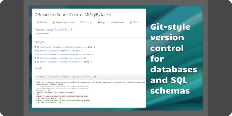 DBmaestro: Git-style version control for databases and SQL schemas