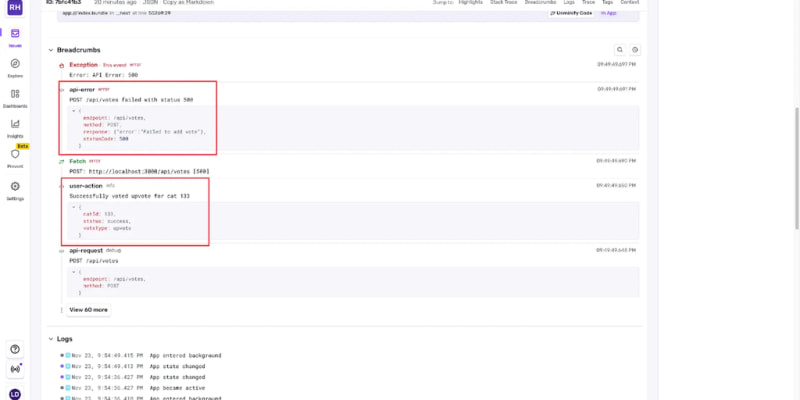 Sentry: React Native logs that actually help you debug production issues