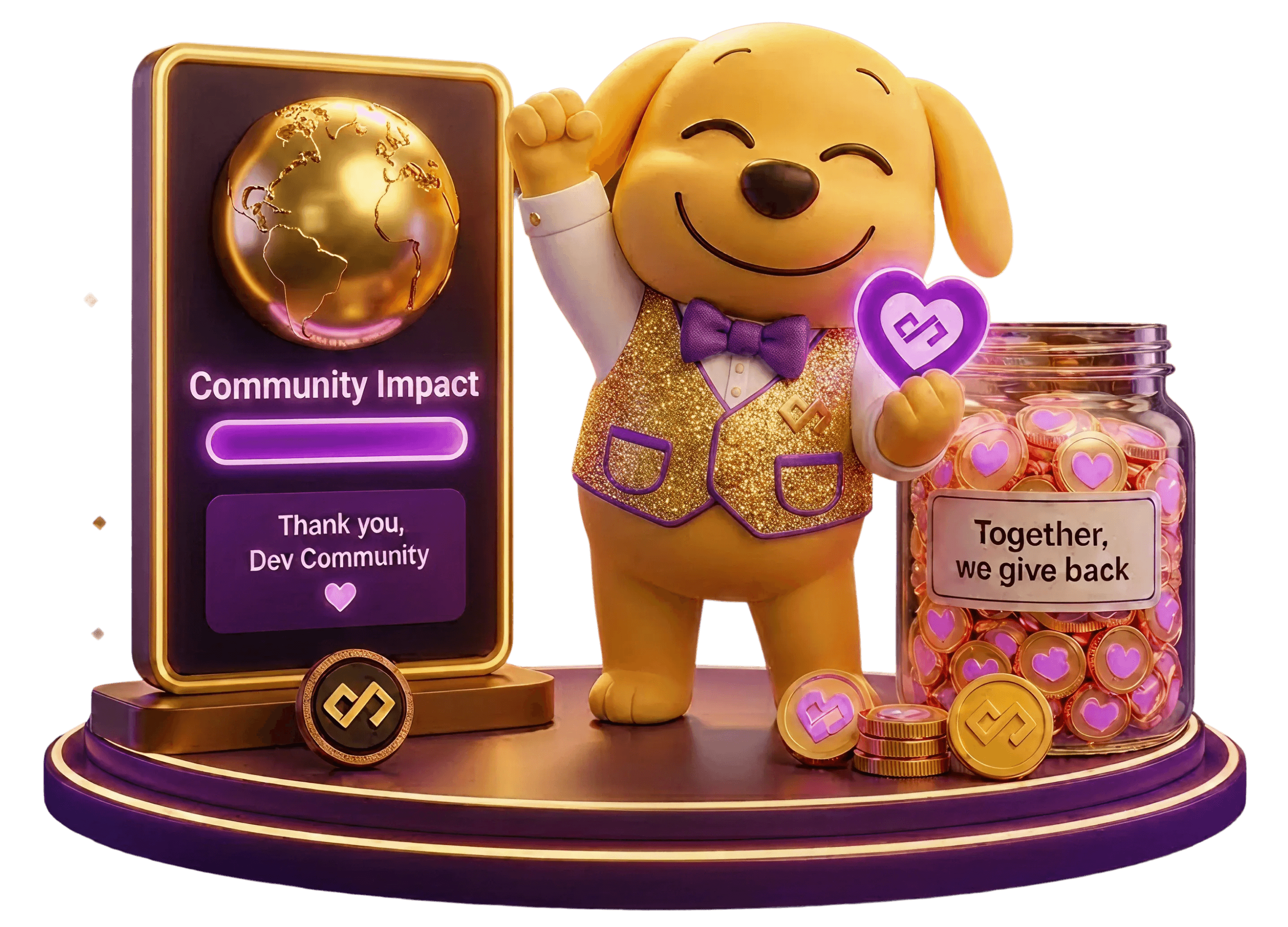 daily.dev charm celebrating community impact for the Giveback campaign