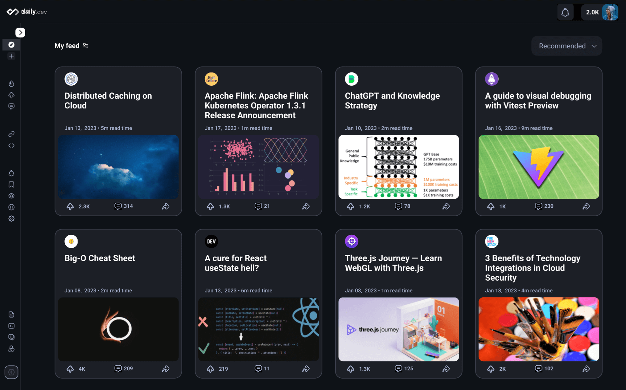 Daily.dev app screenshot of For You page