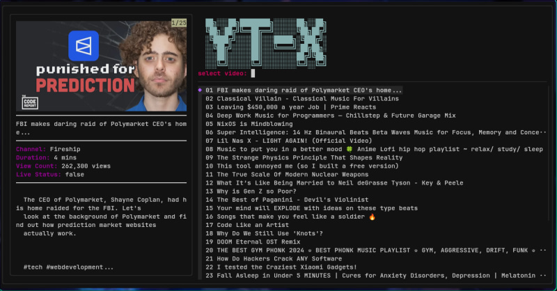 Browse YouTube from the terminal | daily.dev
