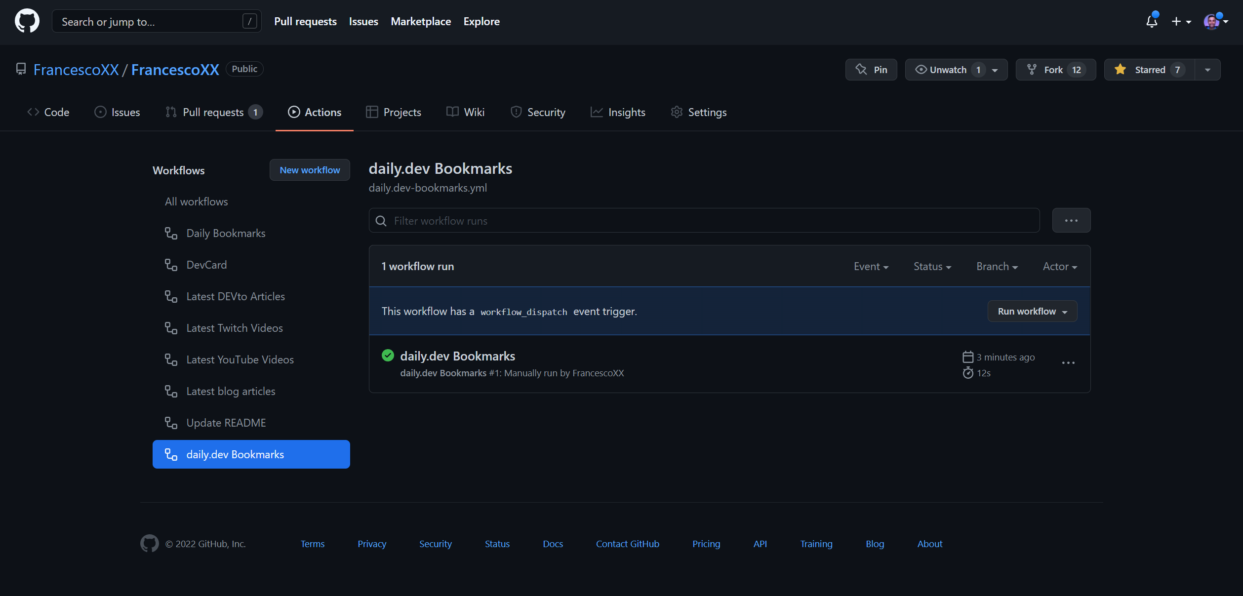 GitHub README updated with daily.dev bookmarks